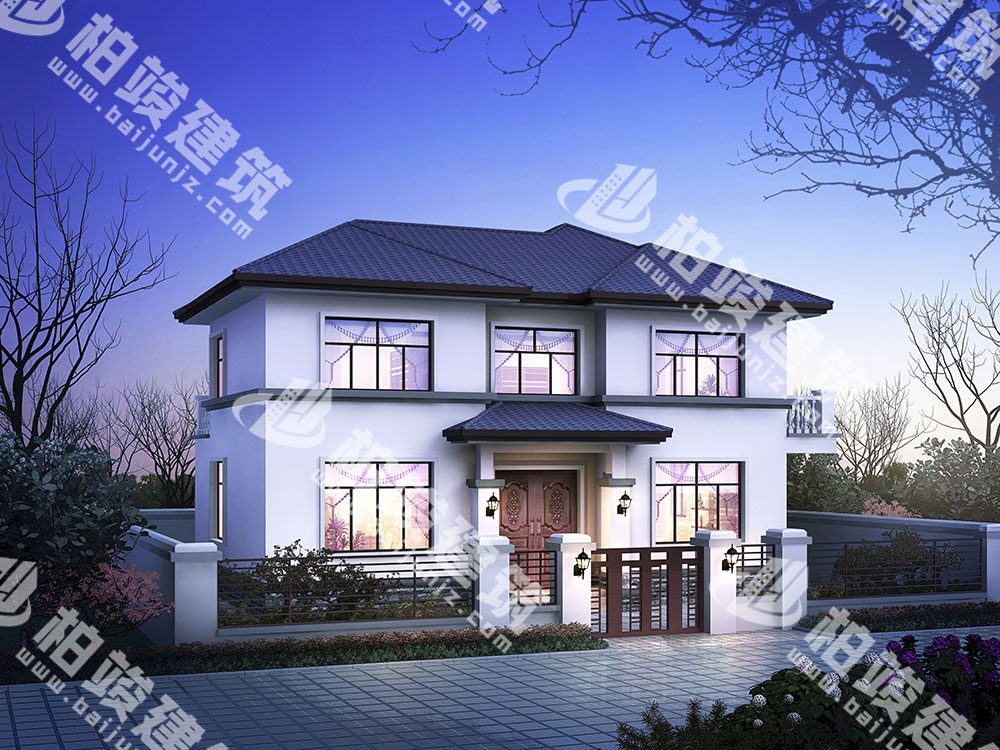 二層現代風格自建房設計圖，框架結構，大氣設計
