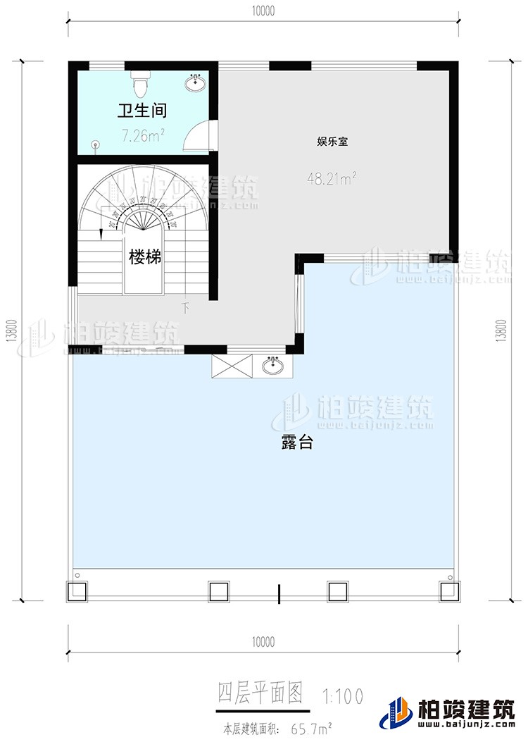 四層:娛樂室，公衛，樓梯，露台