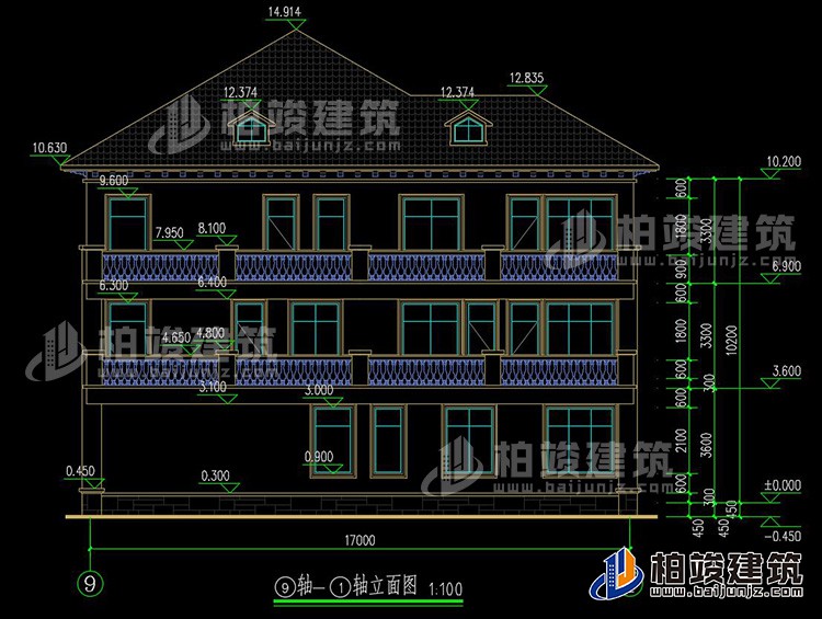 2019新農村歐式別墅設計圖，三層自建房大氣漂亮別墅BZ368-簡歐風格