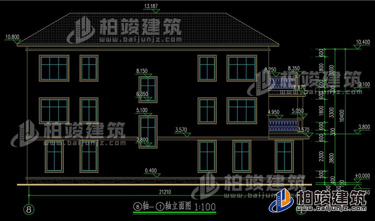 農村三層兄弟雙拚歐式風格別墅設計圖及效果圖紙BZ369-簡歐風格