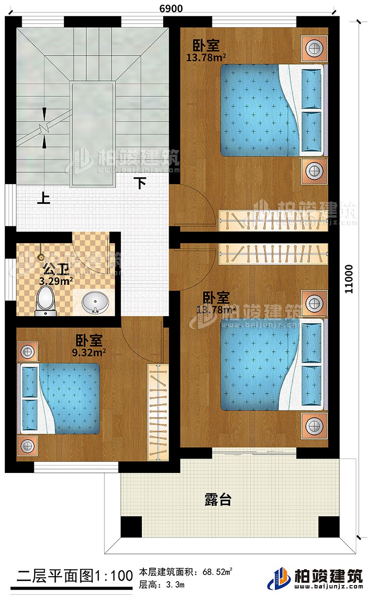 歐式三層樓房設計圖，三層新農村樓房圖紙BZ353-簡歐風格