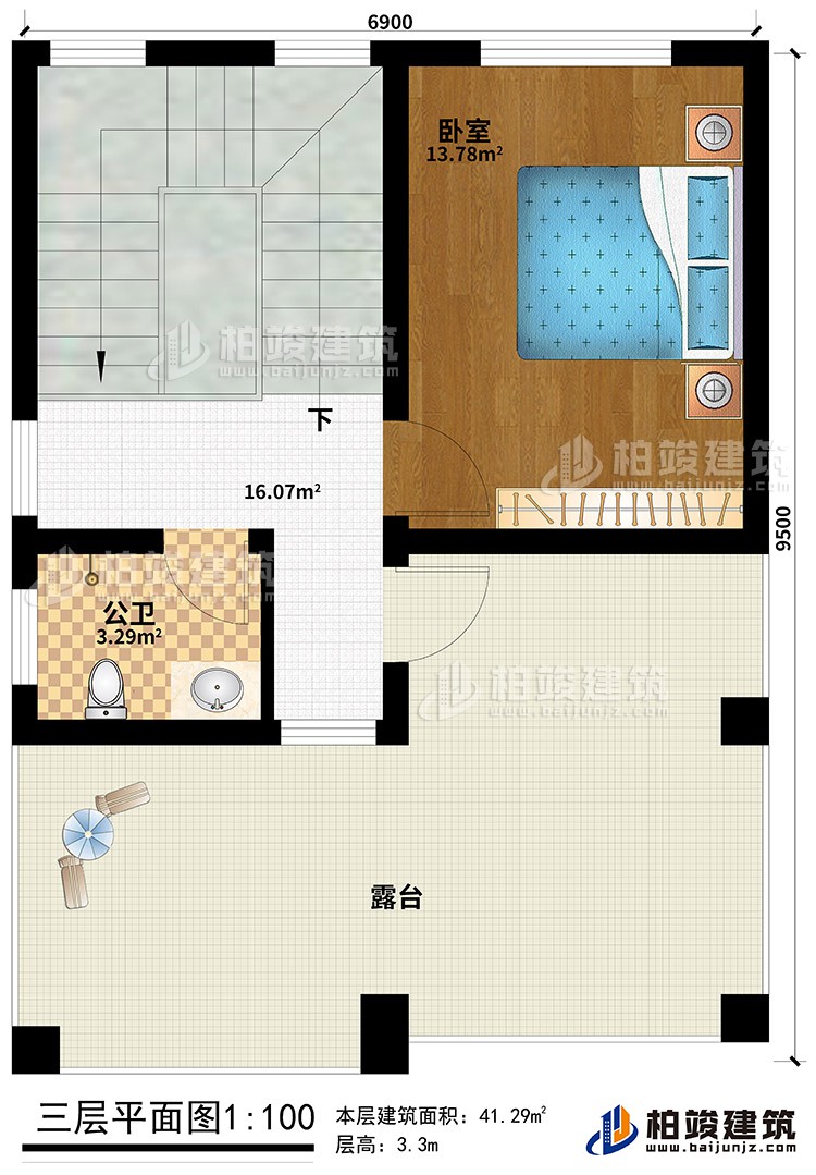 歐式三層樓房設計圖，三層新農村樓房圖紙BZ353-簡歐風格