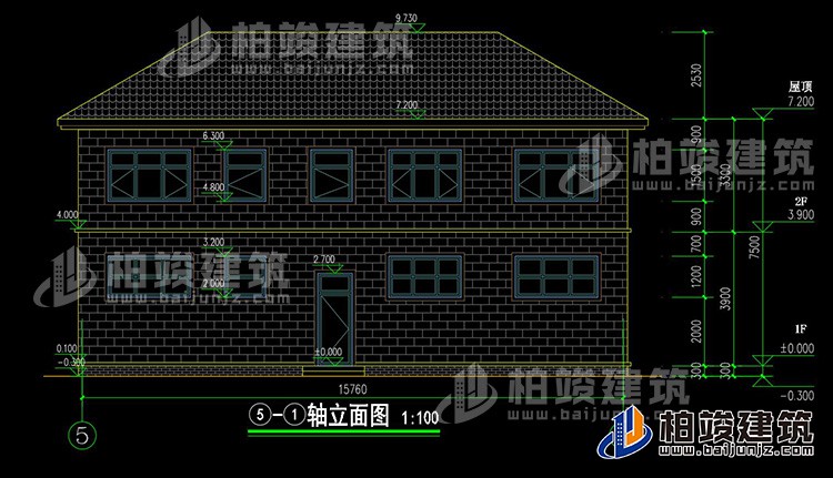 農村二層帶商鋪住宅圖 15X16米BZ2591-簡歐風格