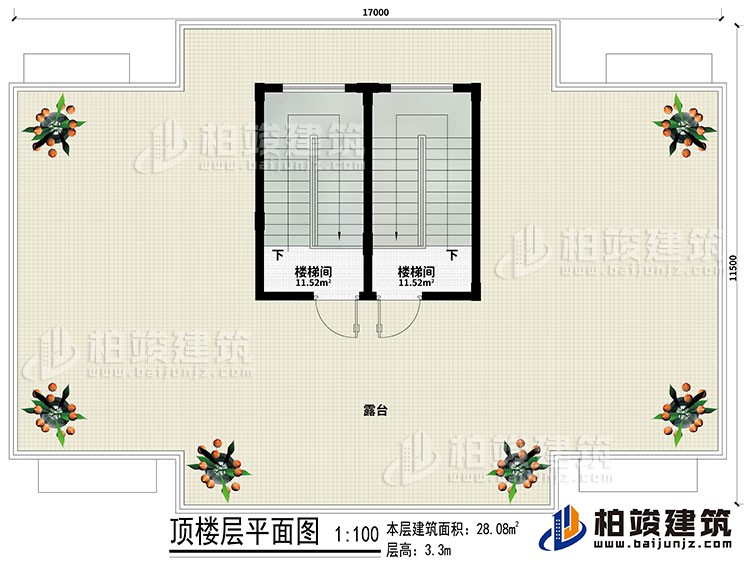 屋頂層：2樓梯間、露台